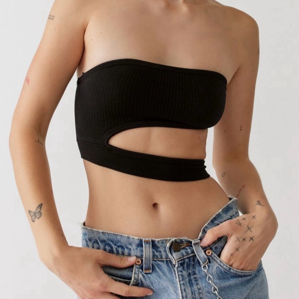 Urban Outfitters Black Strapless Cutout Top